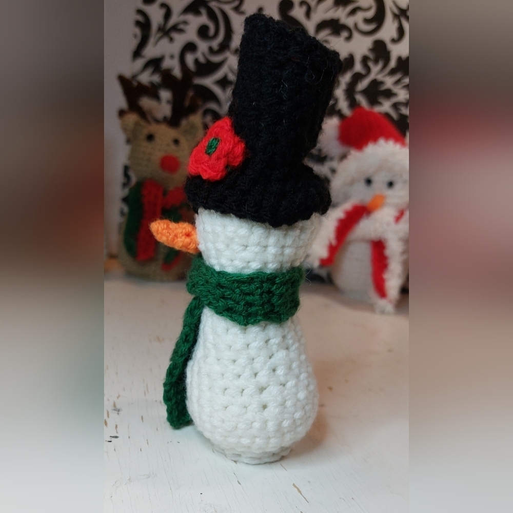 Christmas Mr. Green Scarf Snowman Handmade by me Holiday Decoration Unique Gift - Picture 5 of 6